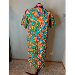 shift dress mod 1960's floral wide sleeve flower power
